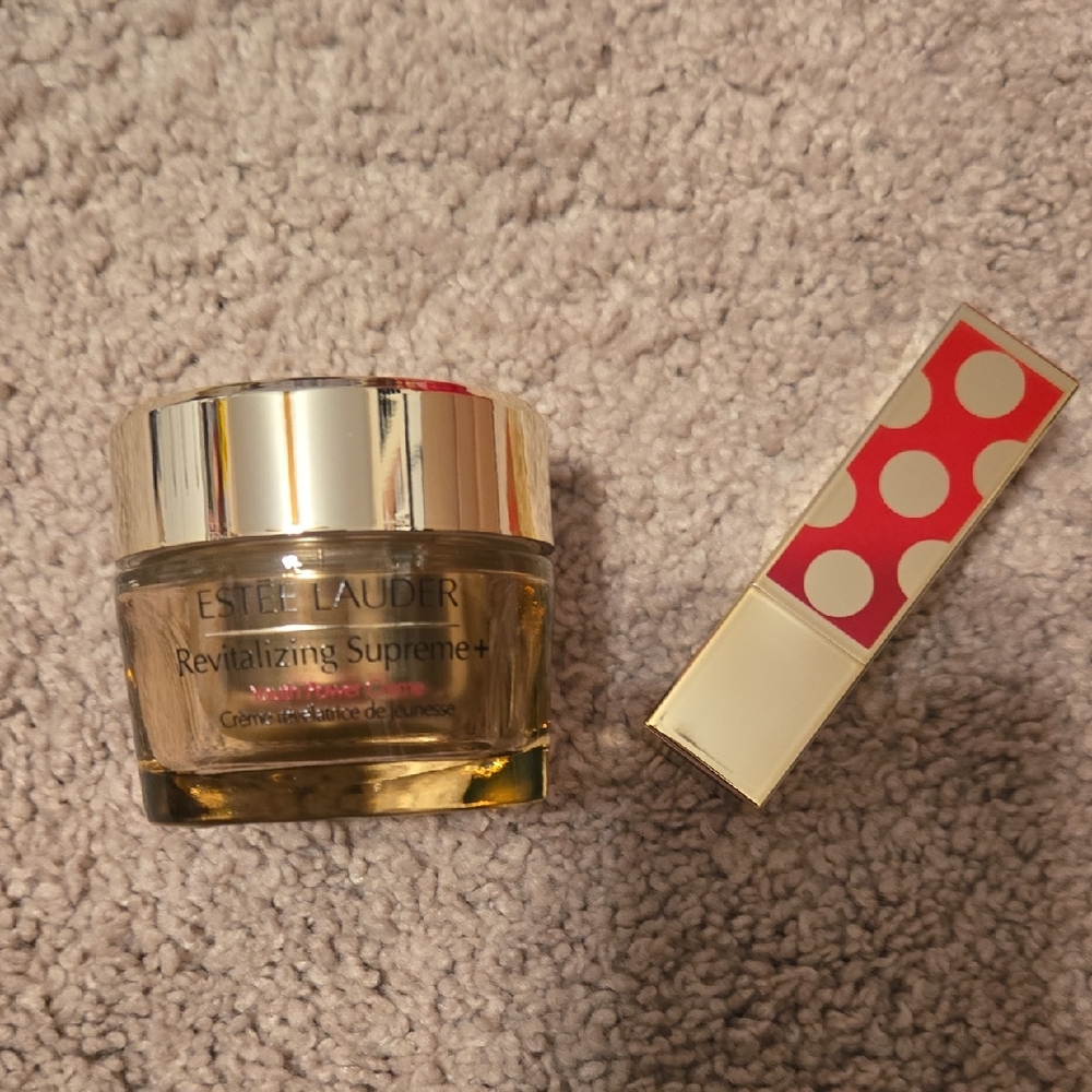 Estee Lauder Revitalizing Supreme+ Cream and Red Ribbon Lipstick